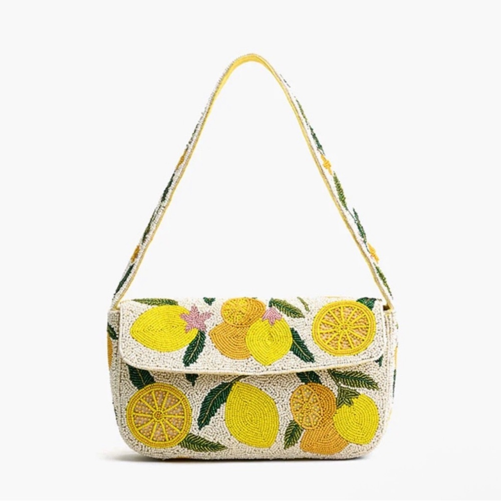 America and Beyond Lemon Beaded Women's Shoulder Bag